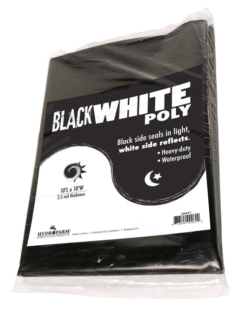 Black White Poly, 10′ x 25′, 5.5 mil