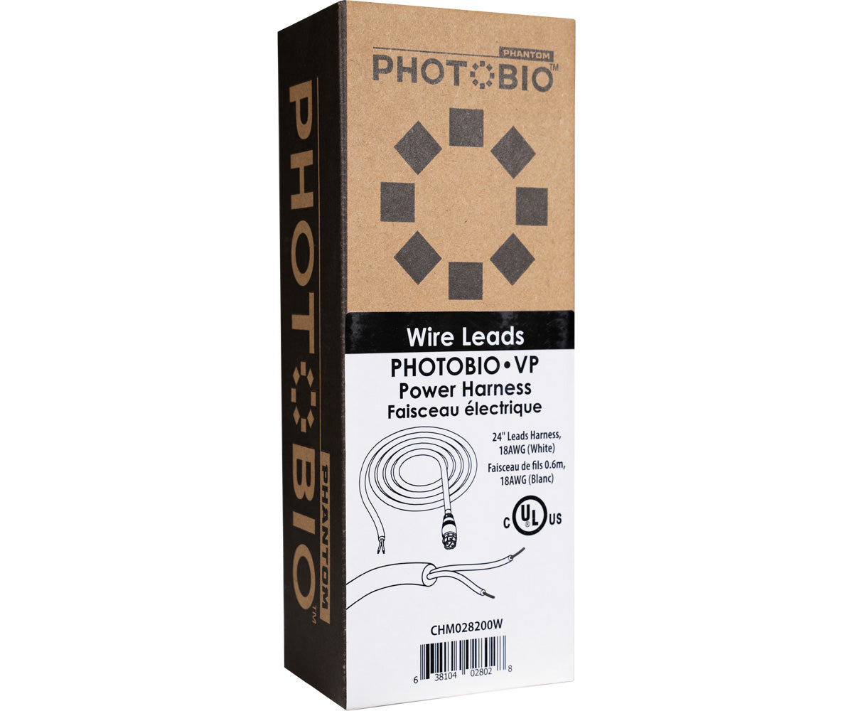 PHOTOBIO VP White Cable Harness, 18AWG, 24″ Leads