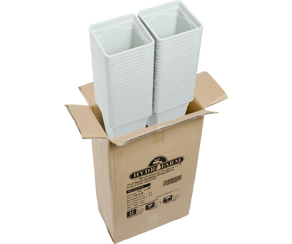 Active Aqua 7″ x 7″ Square White Pot, 9″ Tall, case of 50