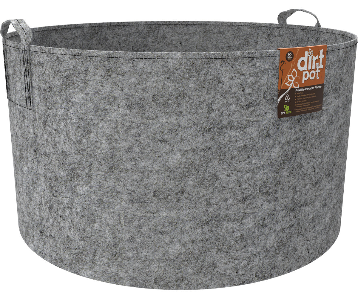 Dirt Pot Flexible Portable Planter, Grey, 65 gal, with handles