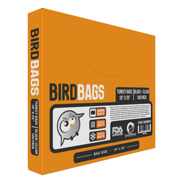 Bird Bags 3 Gallon Turkey Bags Black & Clear 18" x 20" (100 Pack)