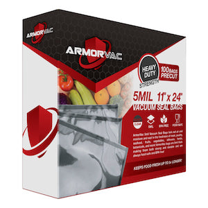 ArmorVac 11”x24” 5mil Precut Vacuum Seal Bags Black & Clear (100 Pack)