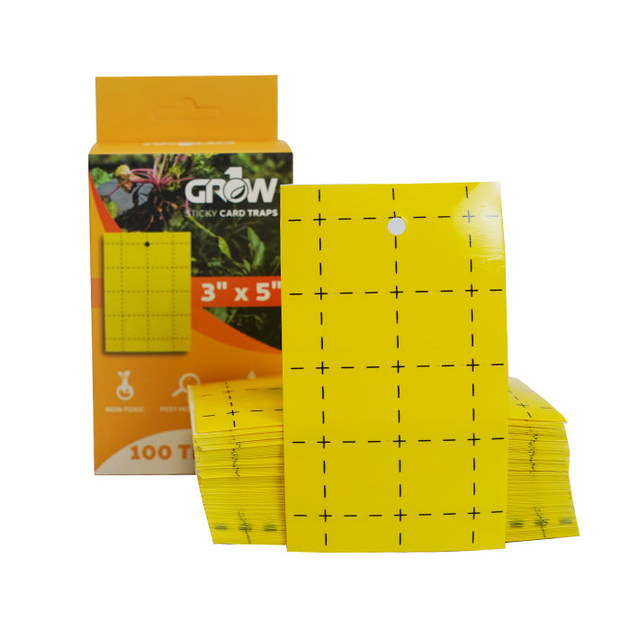 GROW1 Sticky Card Traps Yellow 3" x 5" (100 Pack)