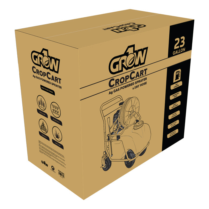 GROW1 CropCart 23 Gallon Gas Powered Ag Cart Sprayer 150ft Hose