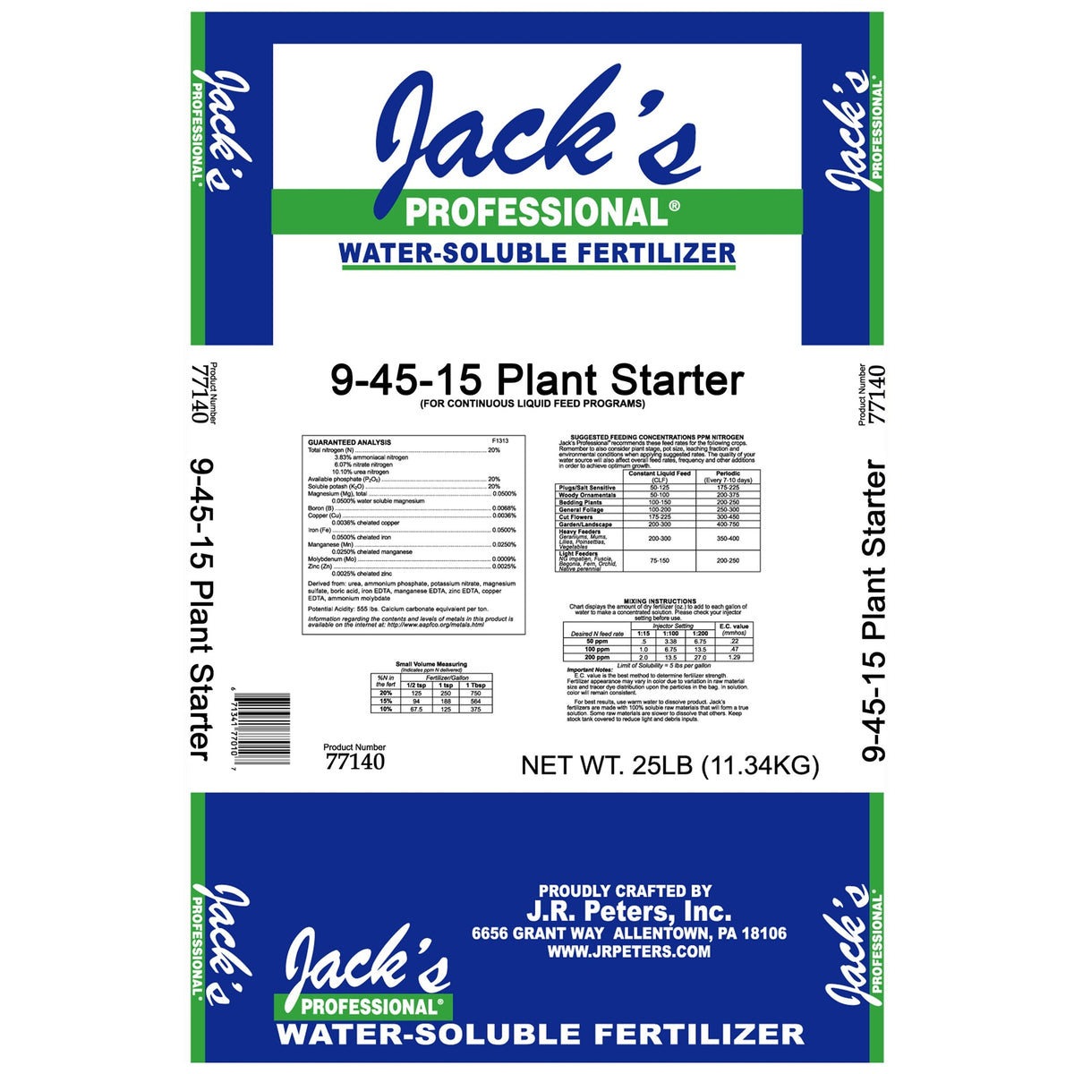 Jack's Professional® 9-45-15 Plant Starter Fertilizer 25lb