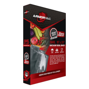 ArmorVac 15”x20” 5mil Precut Vacuum Seal Bags Black & Clear (50 Pack)