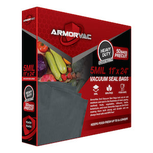 ArmorVac 11”x24” 5mil Precut Vacuum Seal Bags All Black (50 Pack)