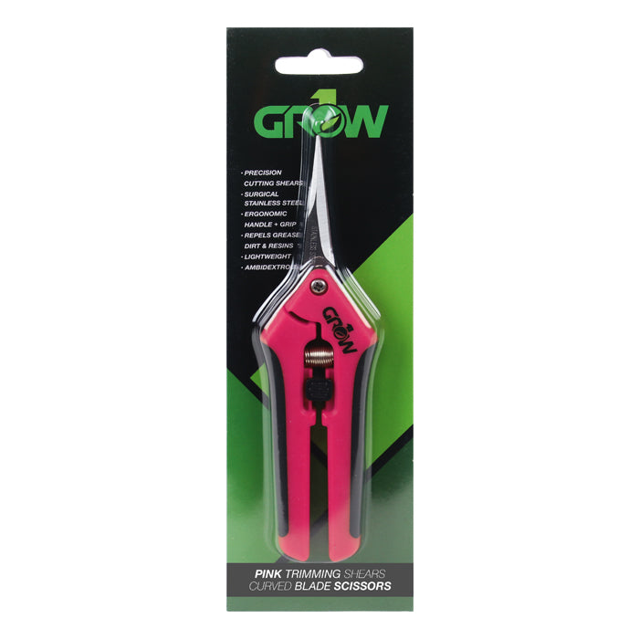 Grow1 Pink Trimming Shears, Curved Blade Scissors