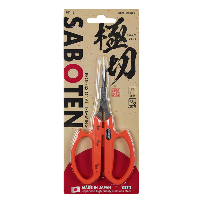 Saboten Stainless Steel Angled Blade Trimming Scissors Orange (PT-13)