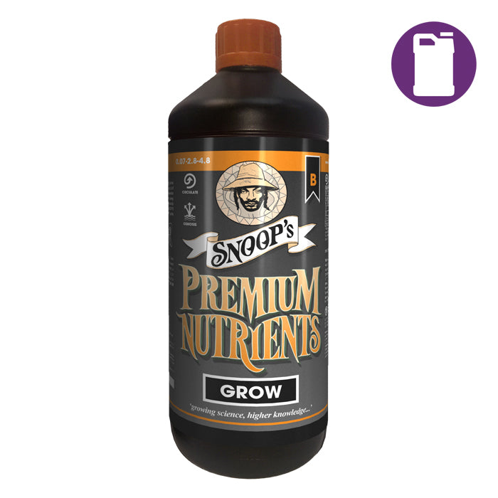 Snoop's Premium Nutrients Grow B Non-Circulating 10ltr 0.1-2.8-5 (Soil, Hydro Run To Waste)