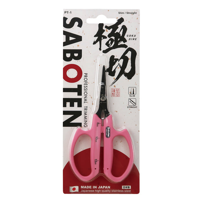 Saboten Fluorine Coated Straight Blade Trimming Scissors Pink (PT-1)