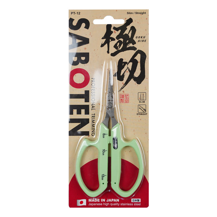 Saboten Stainless Steel Straight Blade Trimming Scissors Green (PT-12)