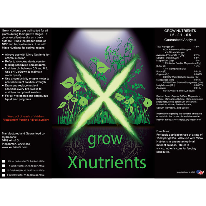 X Nutrients Grow Nutrients 1 Gal
