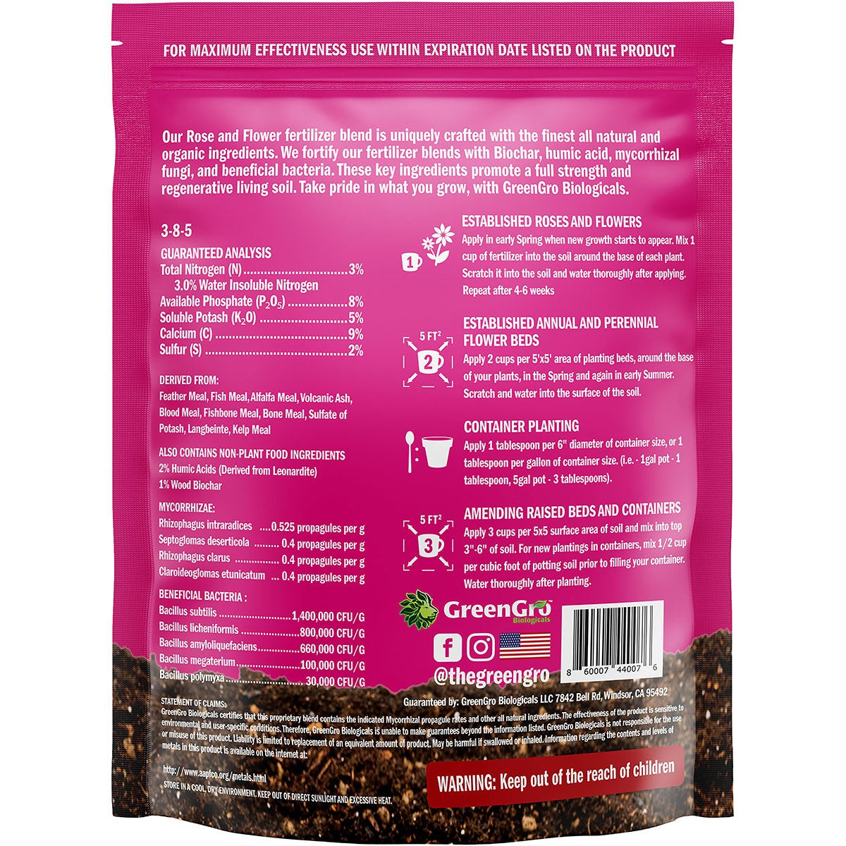 GreenGro™ Biologicals Rose & Flower Fertilizer 3-8-5 4lb
