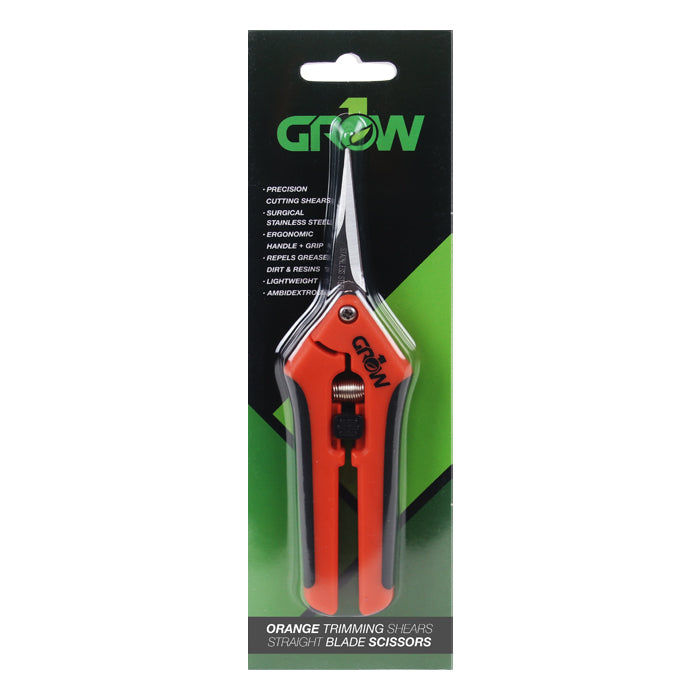 Grow1 Orange Trimming Shears, Curved Blade Scissors
INCORRECT PACKAGING - SOLD "AS-IS"