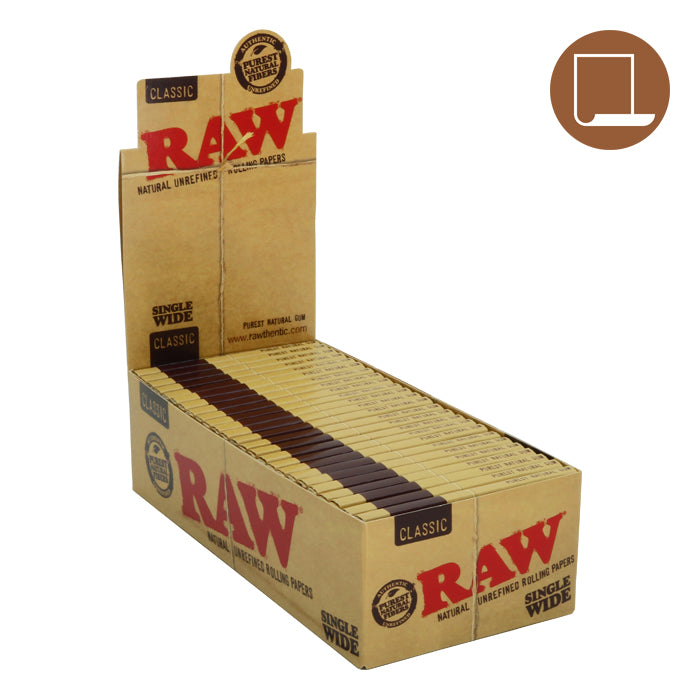 RAW Classic Papers Single Wide 50 Leaves/Pack - Box of 25