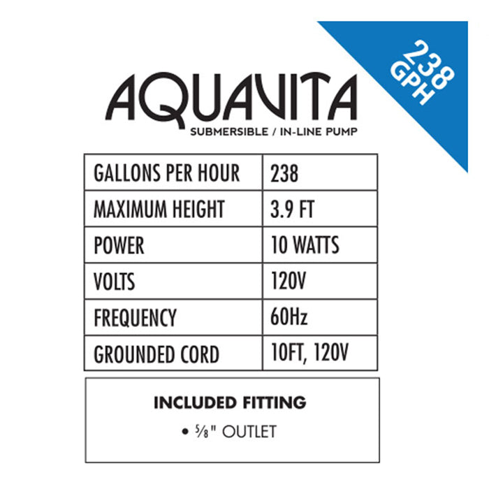 AQUAVITA 238 Submersible Water Pump (238GPH)