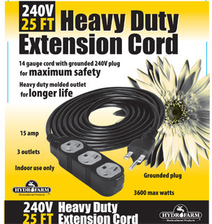Extension Cord, 240V, 25′
