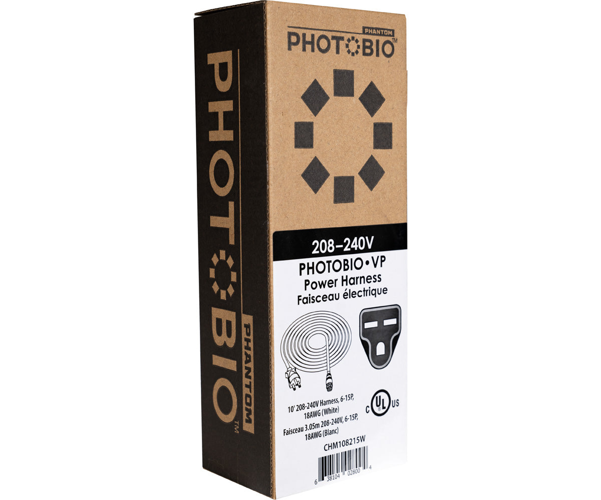 PHOTOBIO VP White Cable Harness, 18AWG, 208-240V, 6-15P, 10′