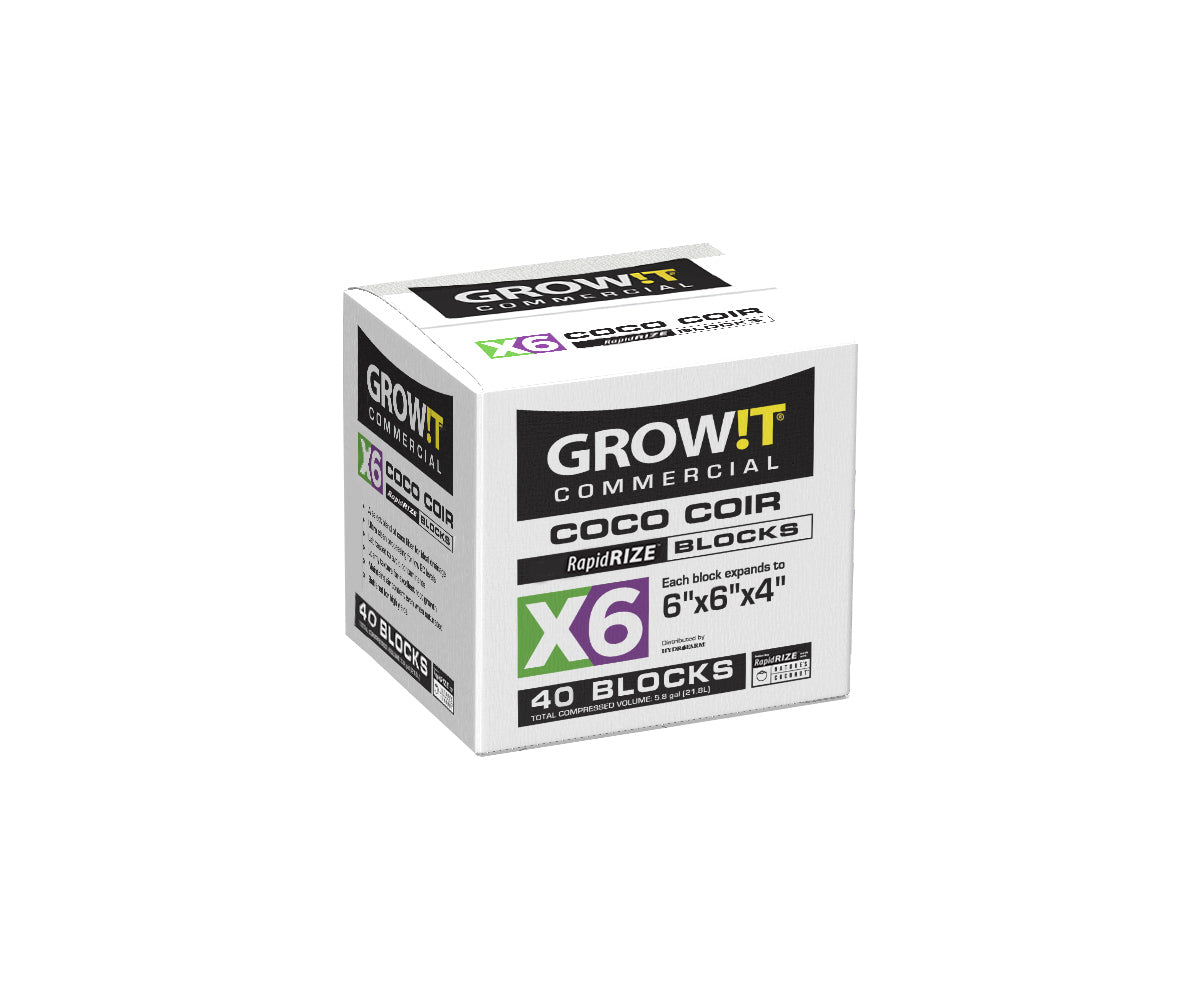 GROW!T Commercial Coco Coir RapidRIZE Blocks X6, case of 40