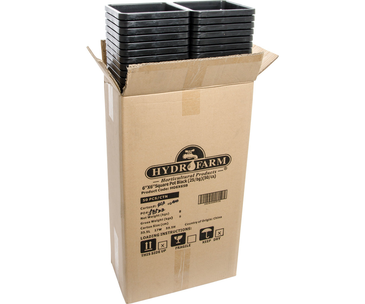 Active Aqua 5″ x 5″ Square Black Pot, 7″ Tall, case of 100
