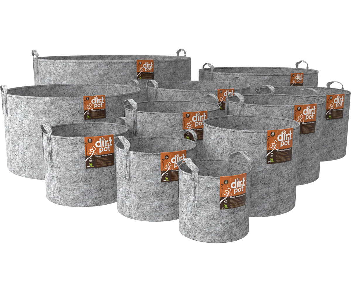 Dirt Pot Flexible Portable Planter, Grey, 20 gal, with handles