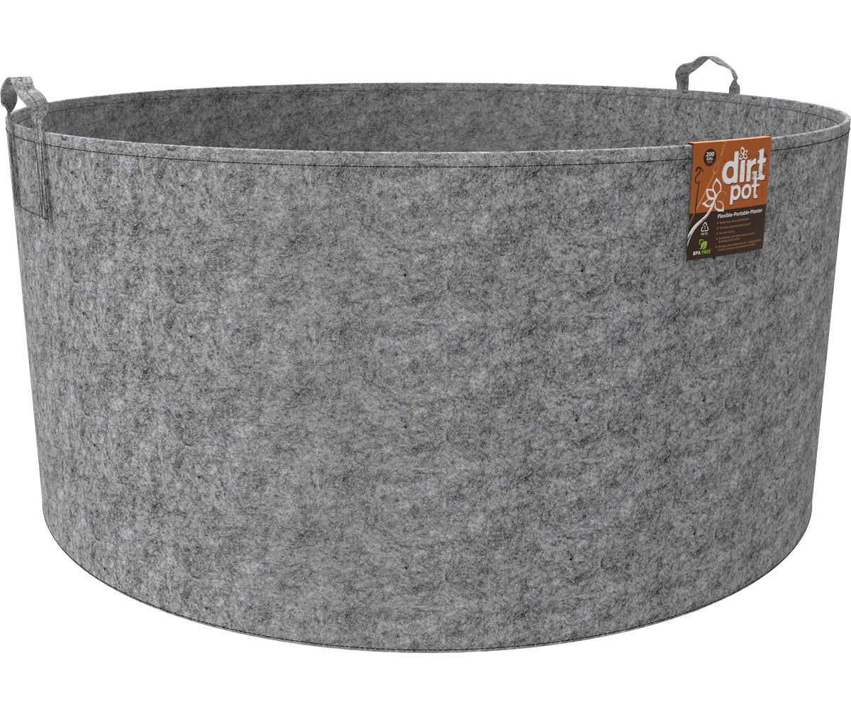 Dirt Pot Flexible Portable Planter, Grey, 200 gal, with handles