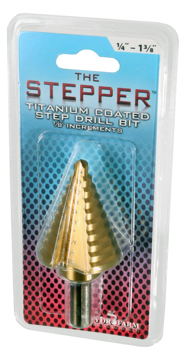 The Stepper Titanium Step Drill Bit, 1/4″ to 1 3/8″