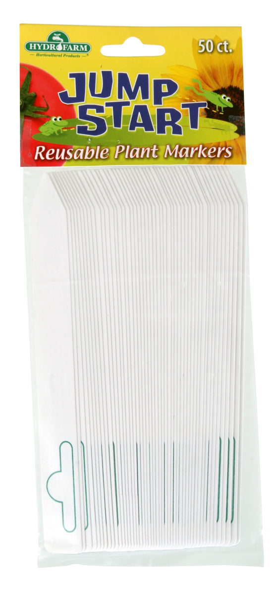 Hydrofarm Plastic Plant Marker, White, 6″ x 5/8″, pack of 50