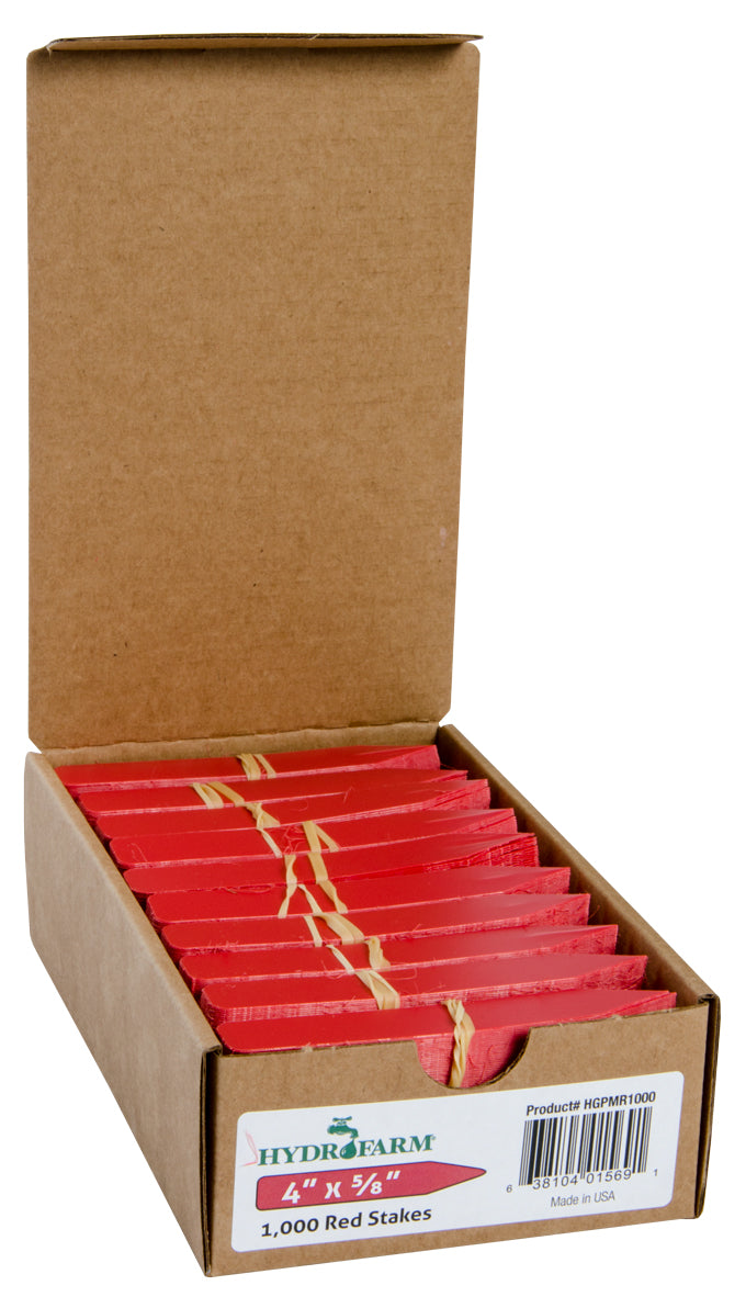 Hydrofarm Plant Stake Labels, Red, 4″ x 5/8″, case of 1000