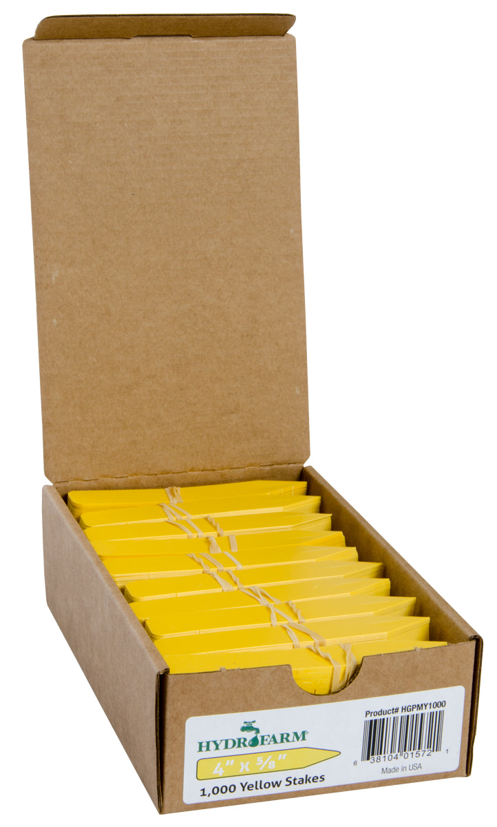 Hydrofarm Plant Stake Labels, Yellow, 4″ x 5/8″, case of 1000