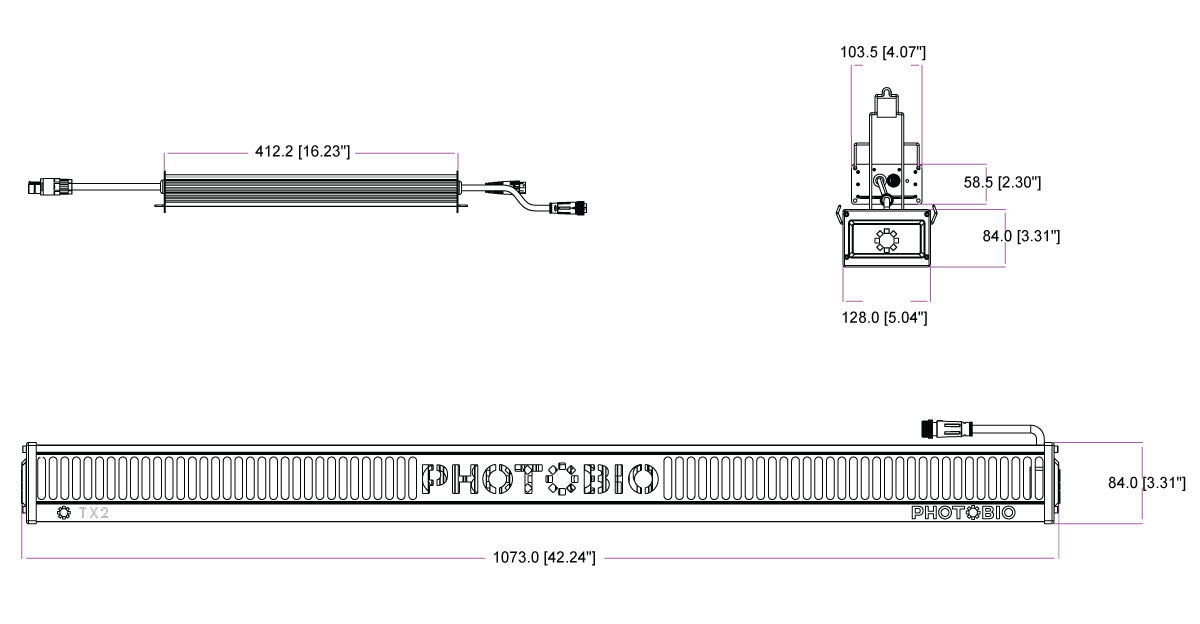 PHOTOBIO TX2 LED, 800W, 200-480V S5, (10′ 277V L7-15P Cord)