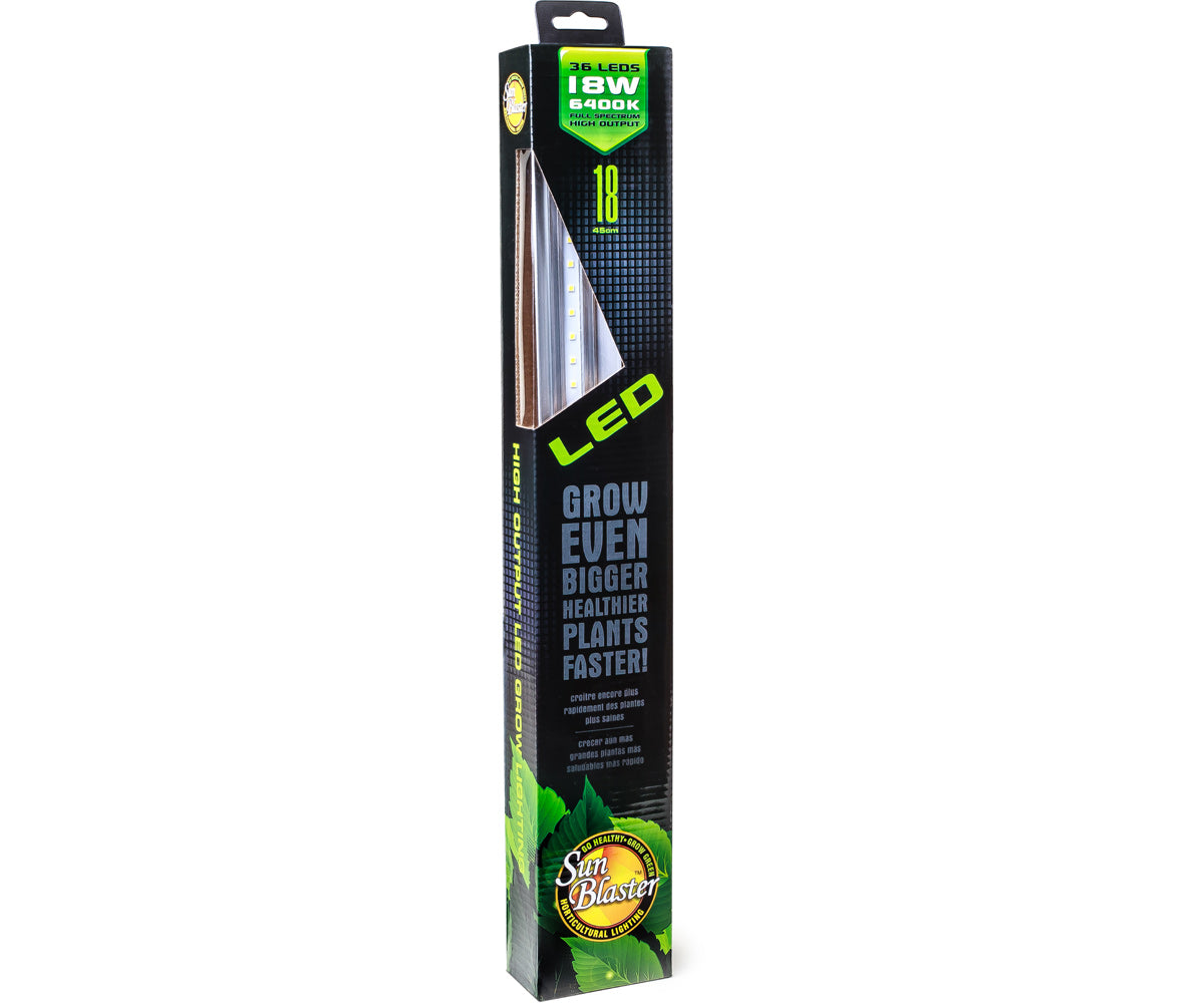 SunBlaster High Output 36-LED 6400K 18W Strip Light, 18″