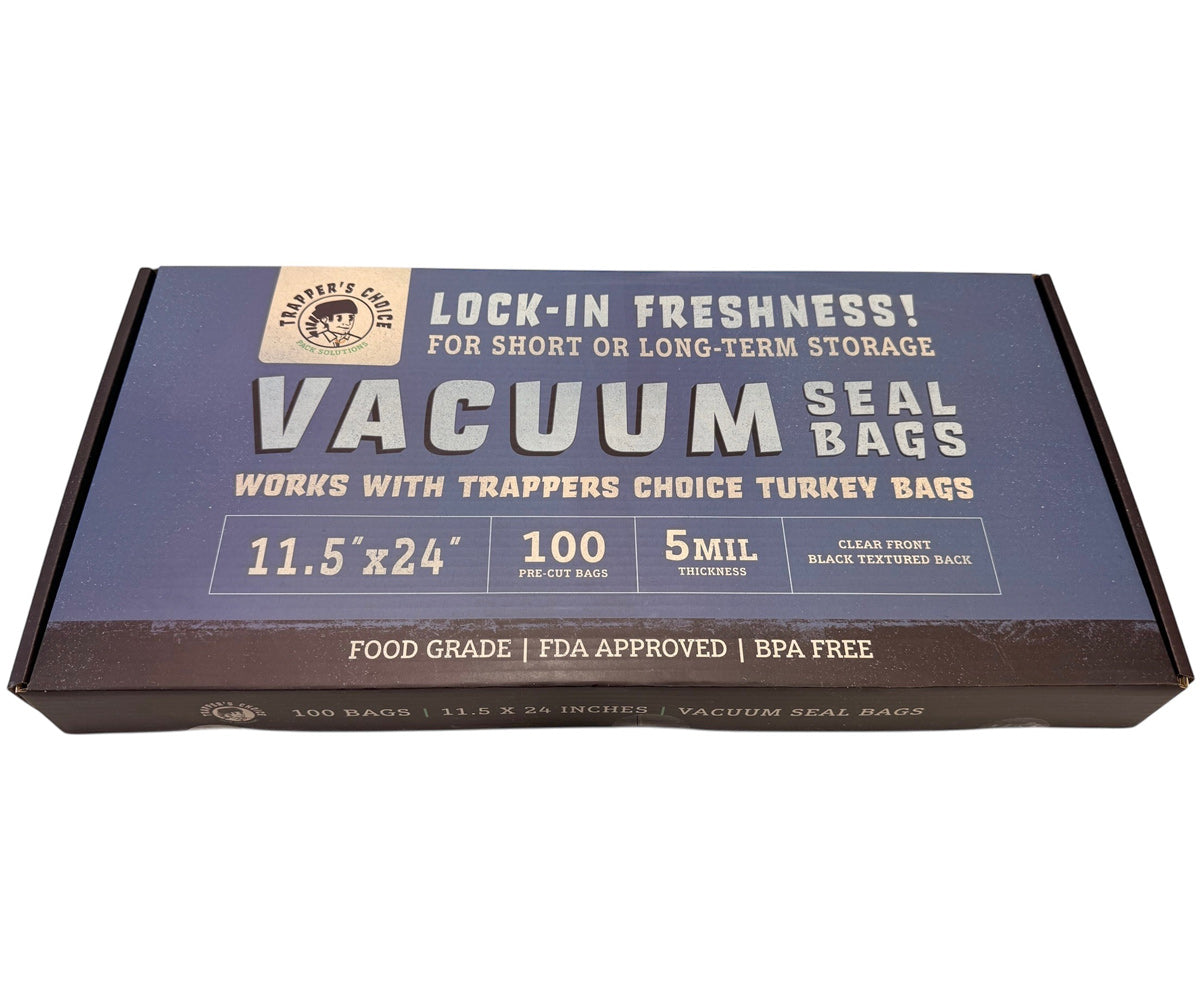 Trapper’s Choice 11.5″ x 24″ Black/Clear Vacuum Seal Bags (5Mil) Pack of 100