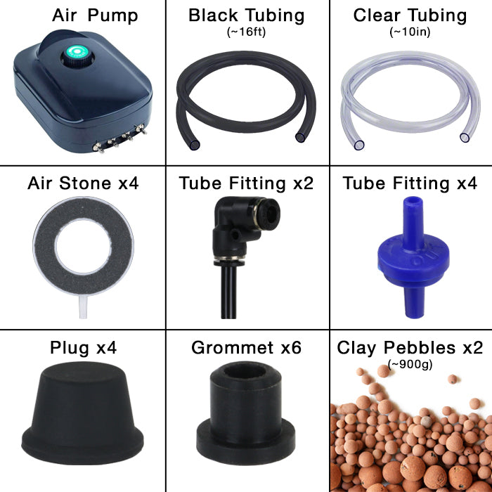 GROW1 Deep Water Culture 4 Bucket + Reservoir Complete Kit