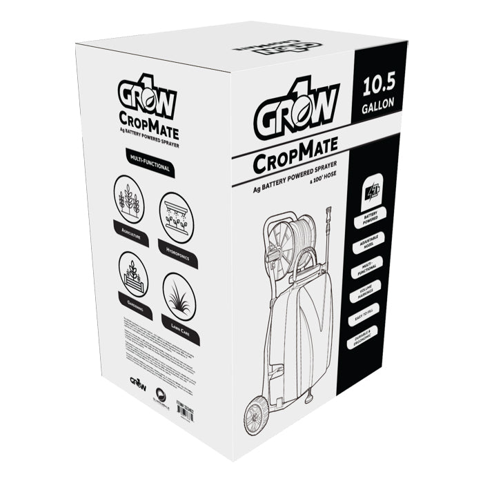 GROW1 CropMate 10.5 Gallon Battery Powered Sprayer w/ Wheels