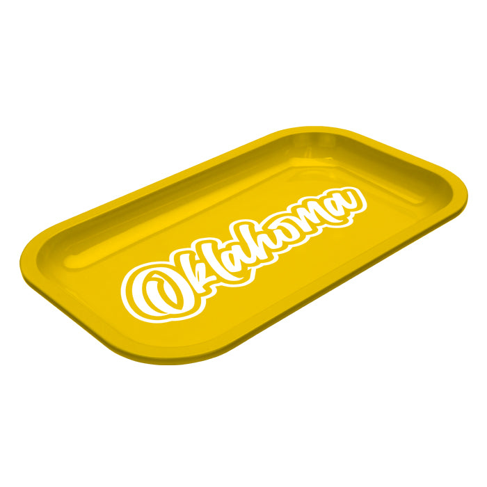 Med Dope Trays x Oklahoma -  Yellow background White logo        