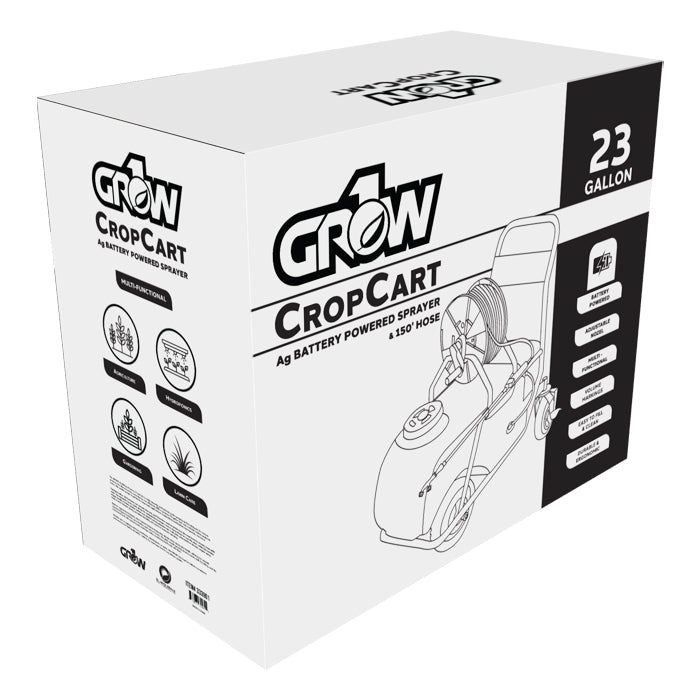 GROW1 CropCart 23 Gallon Battery Powered Ag Cart Sprayer 150ft Hose