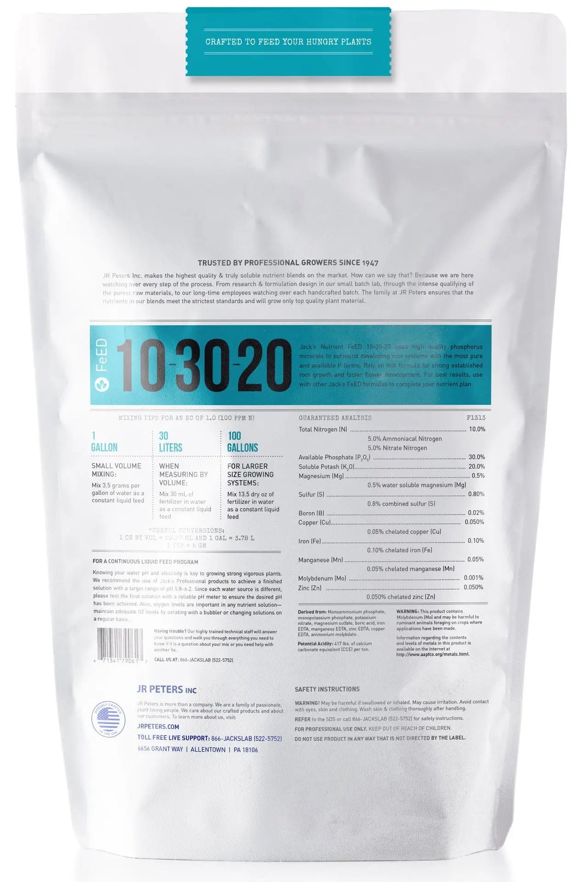 Jacks 10-30-20 Bloom 1Kg 