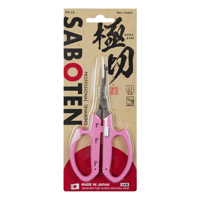 Saboten Stainless Steel Angled Blade Trimming Scissors Pink (PT-13)