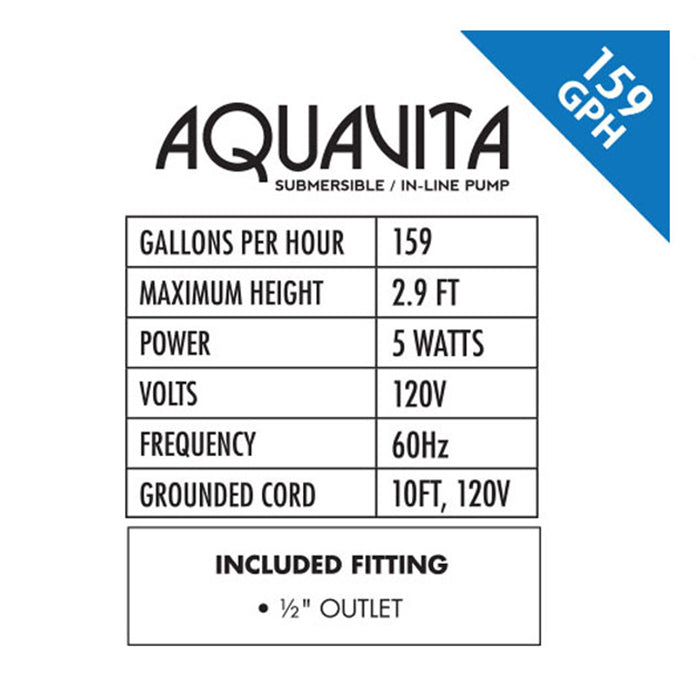 AQUAVITA 159 Submersible Water Pump (159GPH)