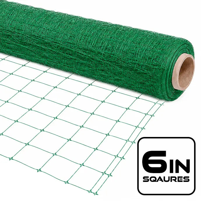 VineLine Durable Plastic Trellis Netting Green Roll 6.5ft x 1000ft w/ 6in Squares
