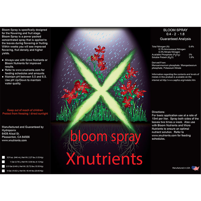 X Nutrients Bloom Spray 1 Quart