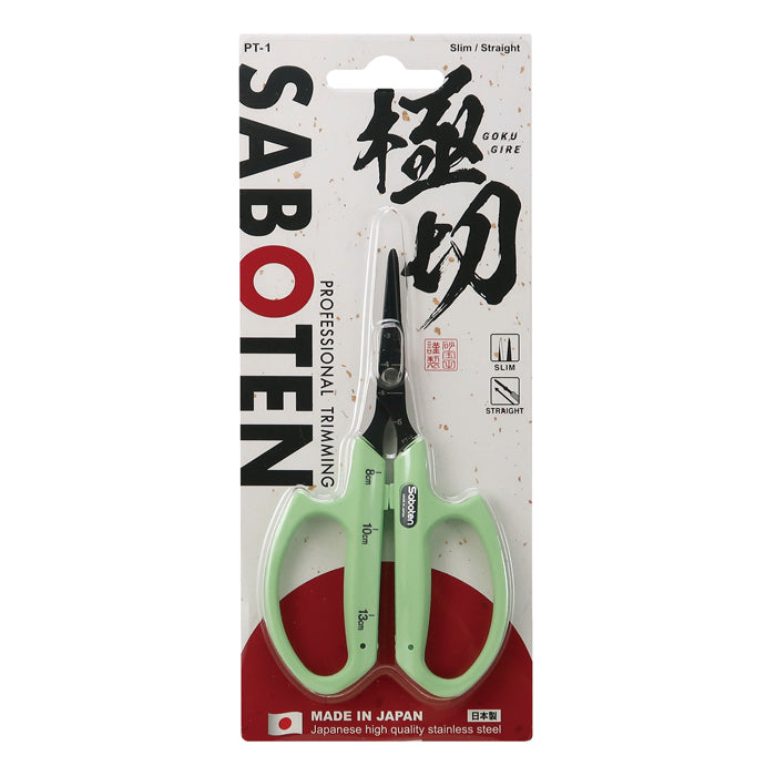 Saboten Fluorine Coated Straight Blade Trimming Scissors Green (PT-1)