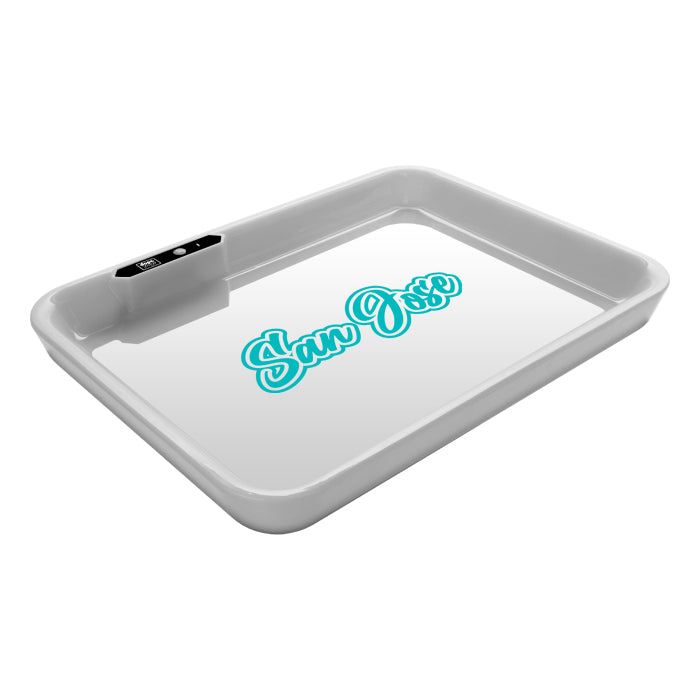 Dope Trays x San Jose – White Background Teal logo