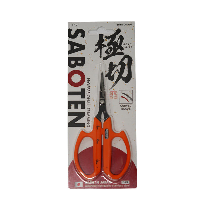 Saboten PFAS Free Fluorine Coated Curved Blade Trimming Scissors Orange (PT-19)