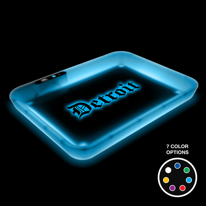 Dope Trays x Detroit White - background Blue logo