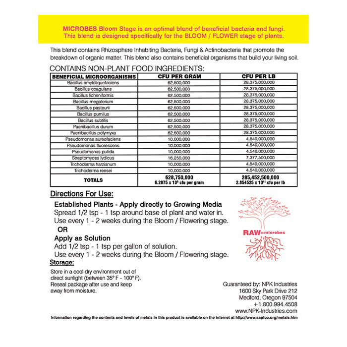 NPK RAW Microbes Bloom Stage 25lbs