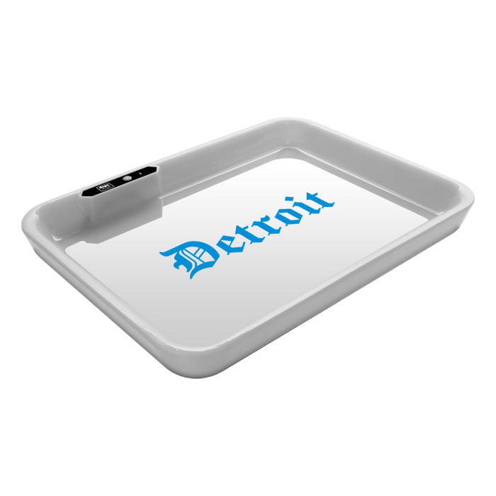 Dope Trays x Detroit White - background Blue logo