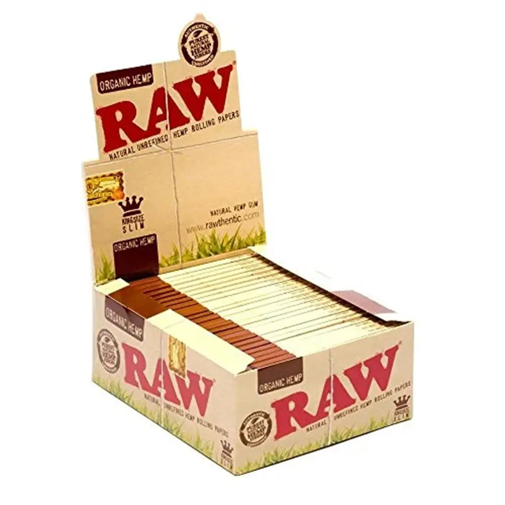 RAW Organic Hemp Papers Kingsize Slim 32 Leaves/Pack - Box of 50